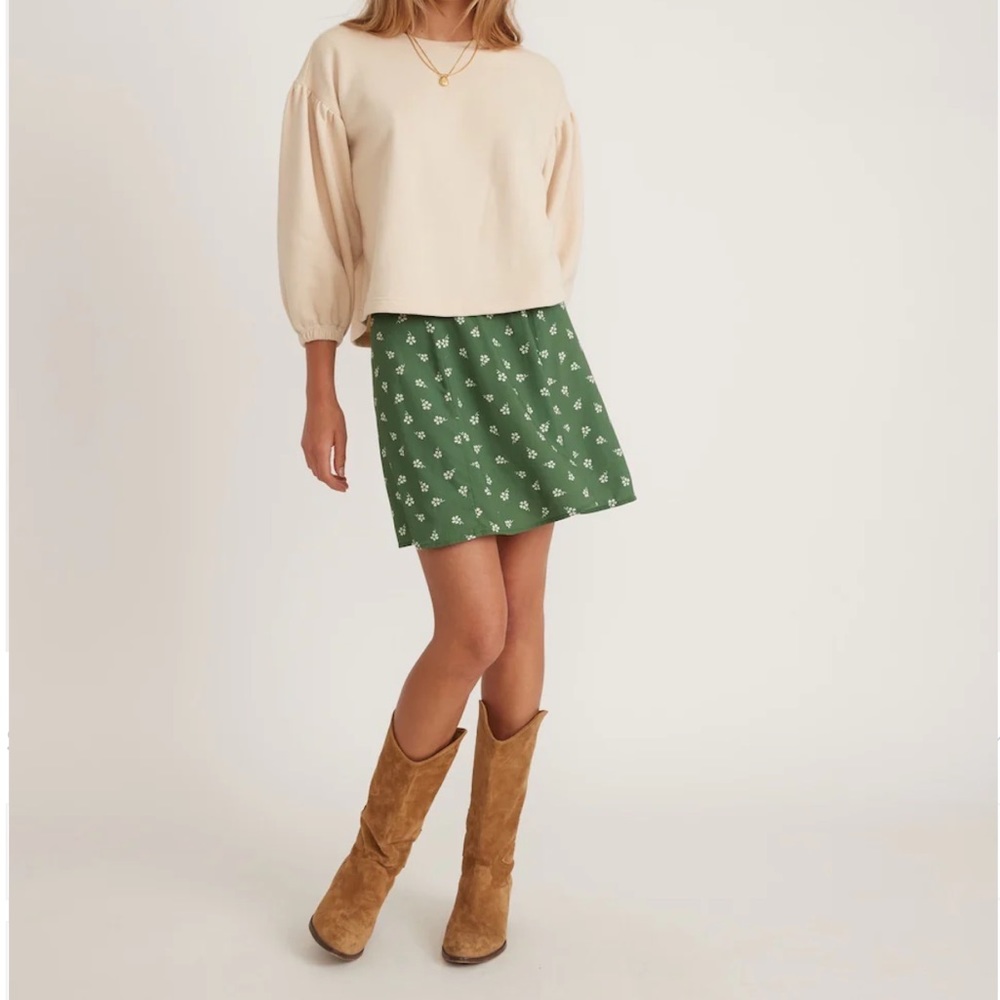 Marine Layer Bonnie Mini Skirt in Green Modern Ditsy - Picture 6 of 6
